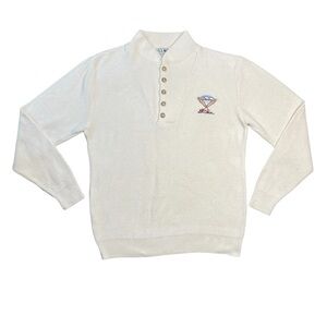 Vintage L.L. Bean Sweater Mens Medium Henley USA 90s White Embroidered Logo
